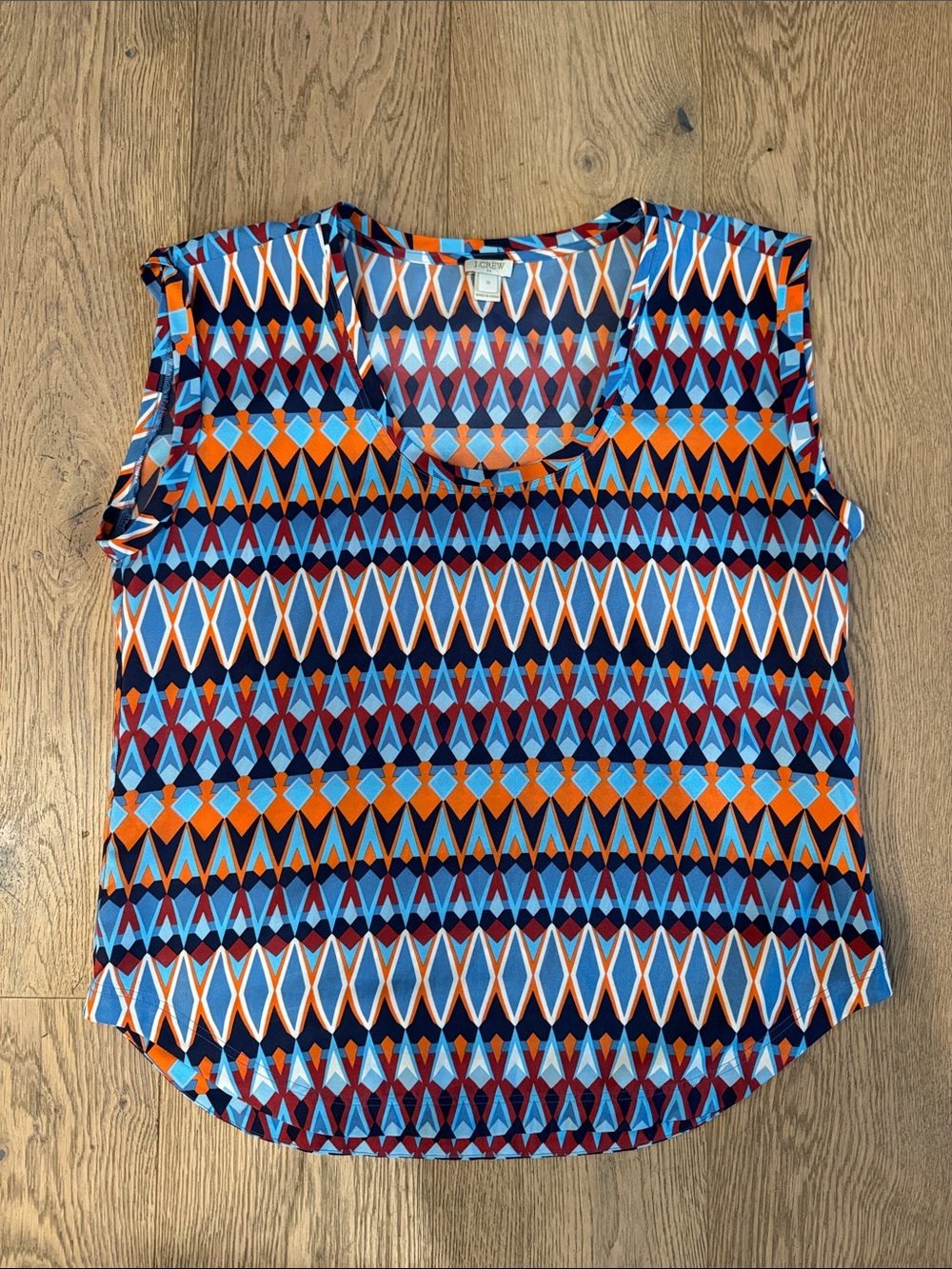 J. Crew Sleeveless Geometric Tank in Blue & Orange